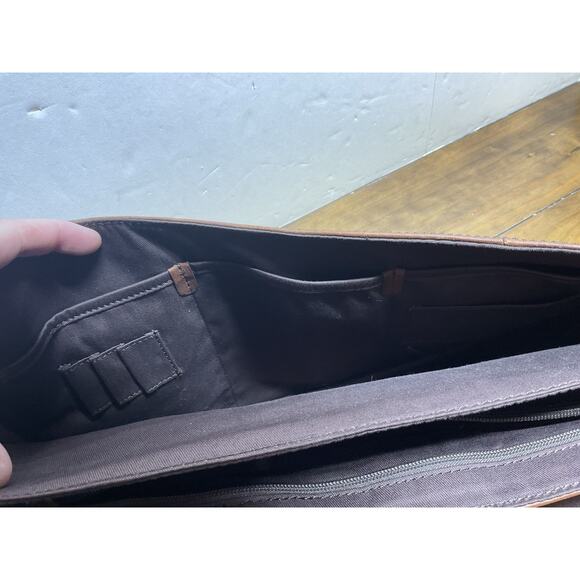 Vintage Fossil Leather Messenger Briefcase Brown Bag - Picture 11 of 15